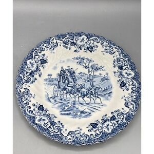 Johnson Brothers Coaching Scenes Blue White Ironstone Bread Plate England 6.25in